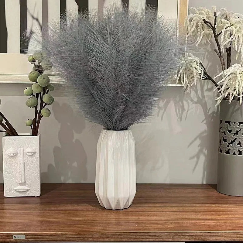 10PCS Artificial Pompous Grass Pompass Branches Fake Fluffy Stems Plants Vase Filler for Home Boho Decor Flower Arrangement
