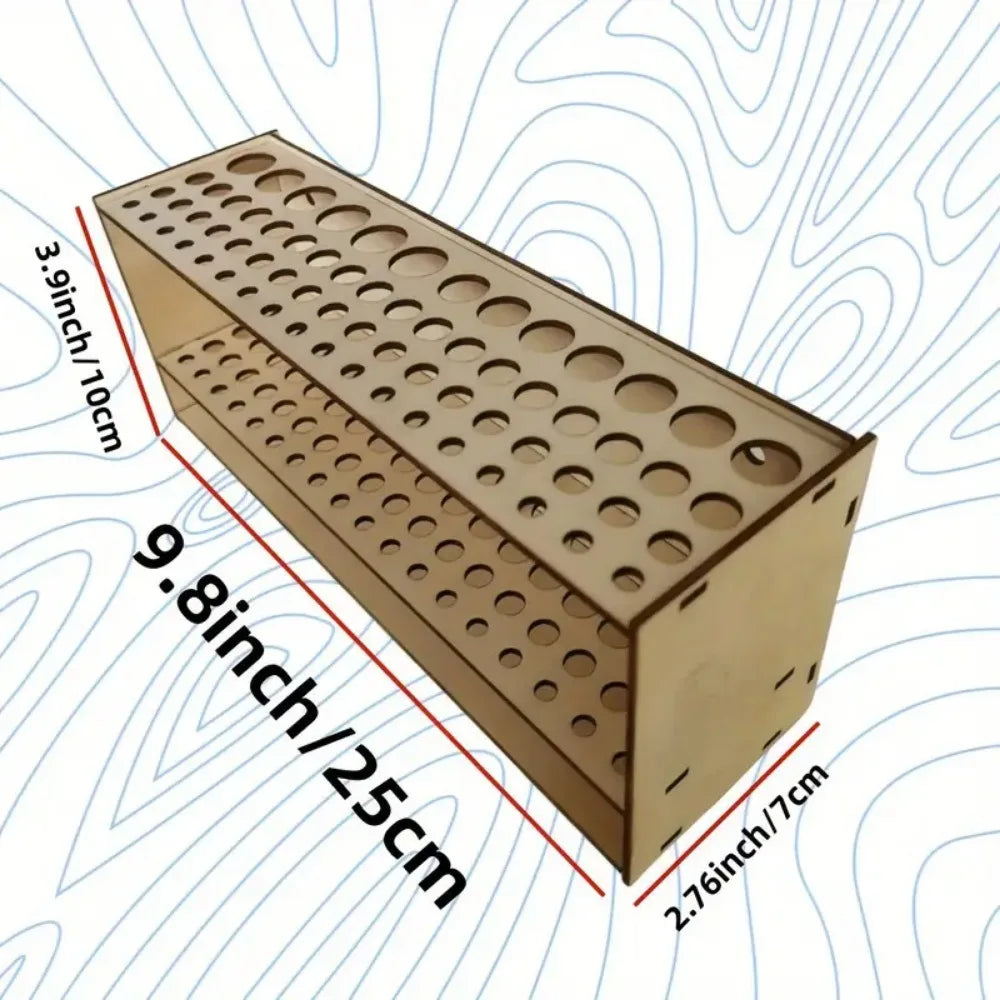67-Slot Premium Wooden Brush Double-layer Holder Durable Artist Desk Organizer Pencil Paint Brushes Storage Art Craft