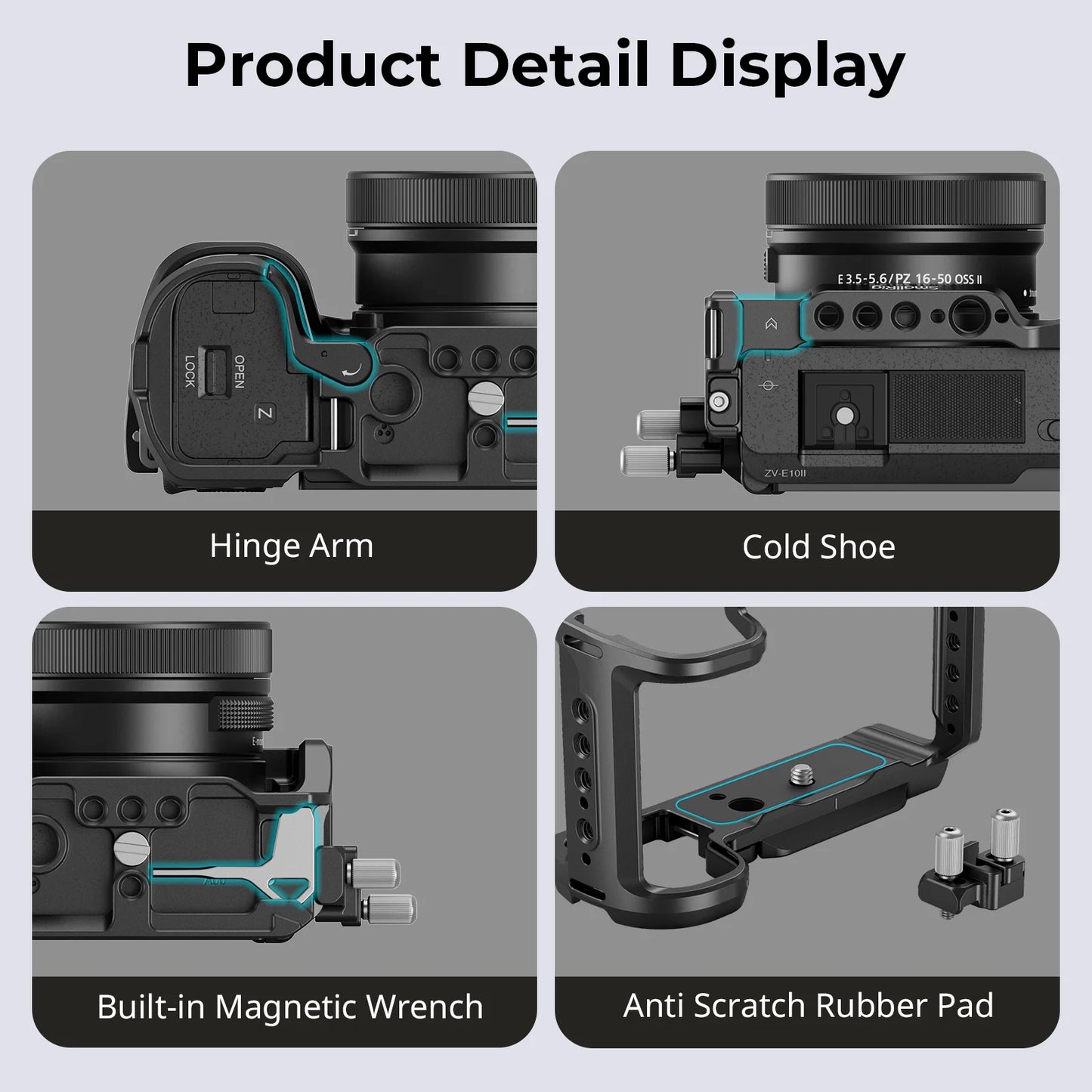 SmallRig Cage Kit for Sony ZV-E10 II with Arca-Swiss Quick Release Plate for DJI RS 2 / RSC 2 / RS 3 / RS 3 Pro, Tripod 4867