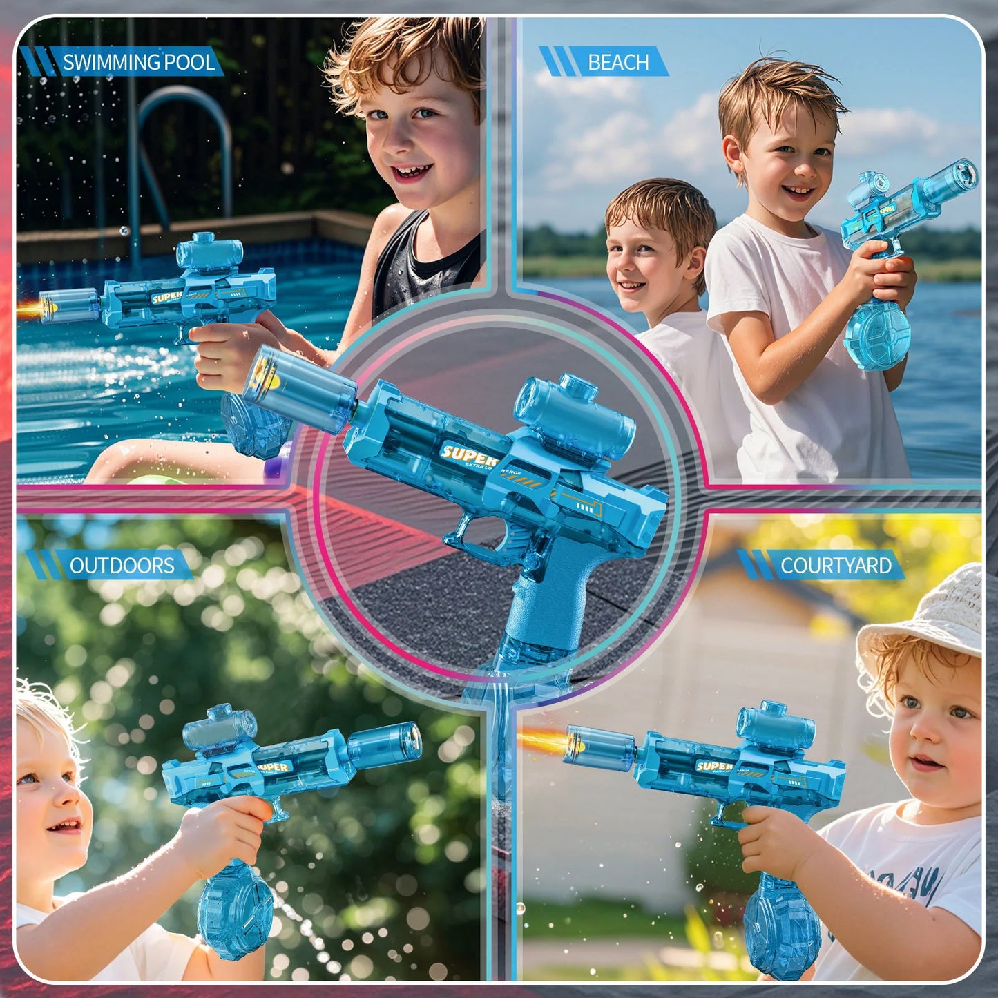 Electric Water Gun, Automatic Squirt Guns with Long Range with Large Capacity, Water Blasters for Outdoor Summer