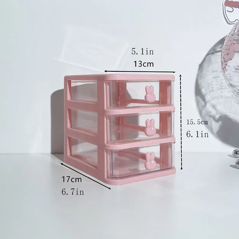 Clear Stacking Drawer Organizer - Multi-Tier PP Storage Box for Office/Beauty Products, Modular Desktop System (2-5 Layers)