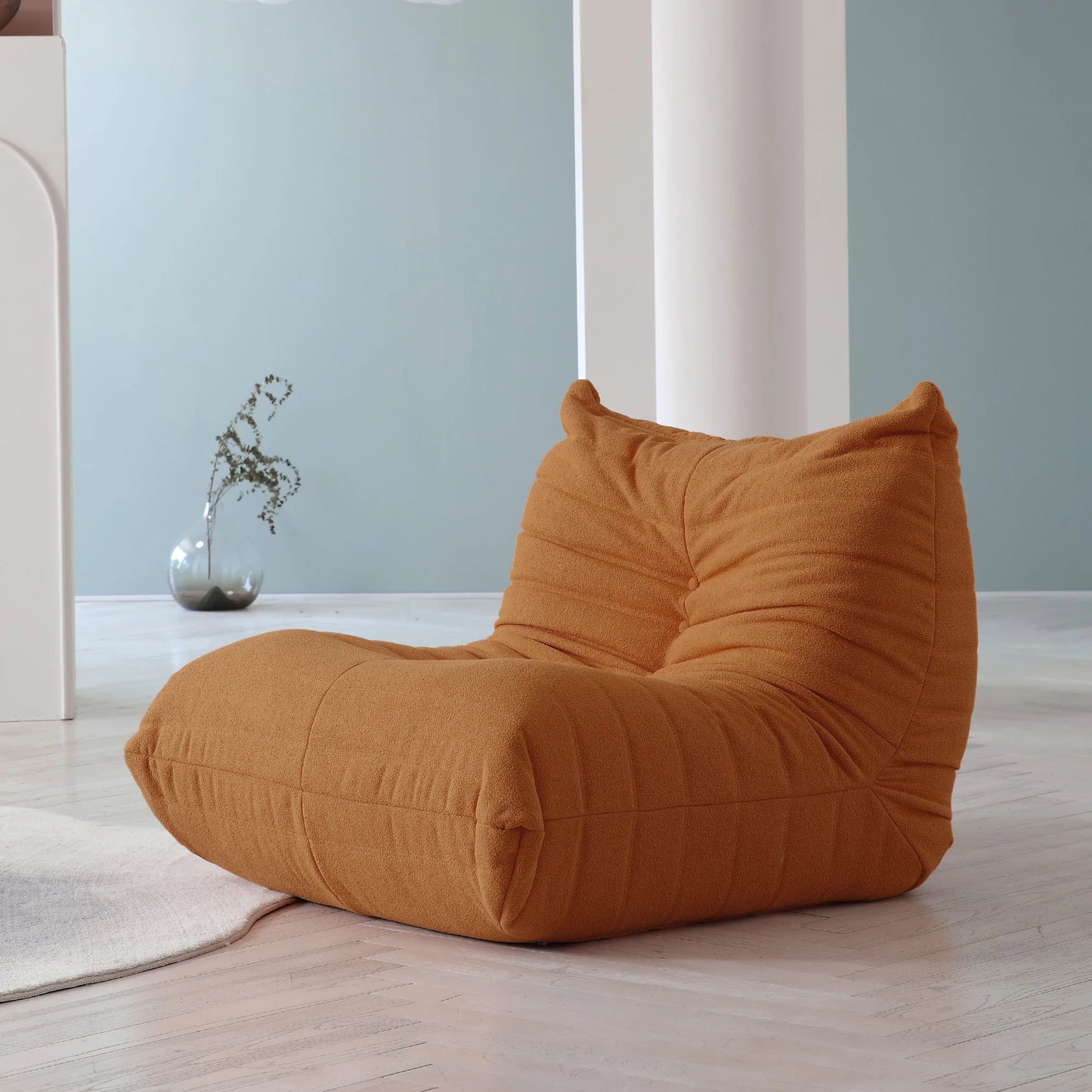 Teddy Fabric Bean Bag Sofas Comfy Lazy Floor Sofa Couch Soft Lounge Chairs Foam-Filled Accent Chair for Living Room Bedroom