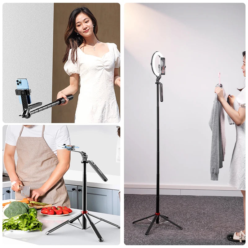 Ulanzi MA09 1.8M Bluetooth Remote Control Selfie Stick Tripod with 1/4" Screw 360° Rotatable Phone Stand for Live Streaming Vlog