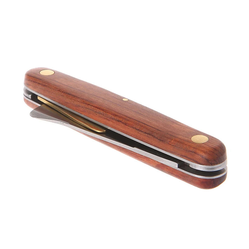 Folding Grafting Knife Grafting Tools Grafting Pruning Knife Professional Garden Fruit Tree Grafting Cutter Wooden Handle Knife
