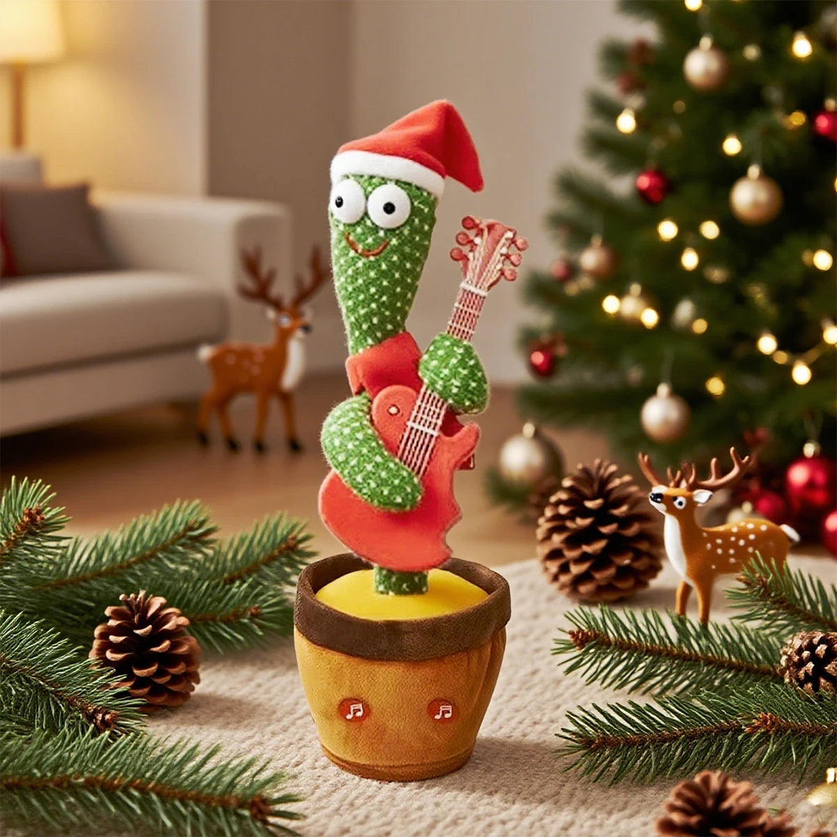 Home Table Decoration Autumn Hallowee Christmas Cactus Magic Dancing Voice Artificial Plant Twisting Music Song Birthday Gift