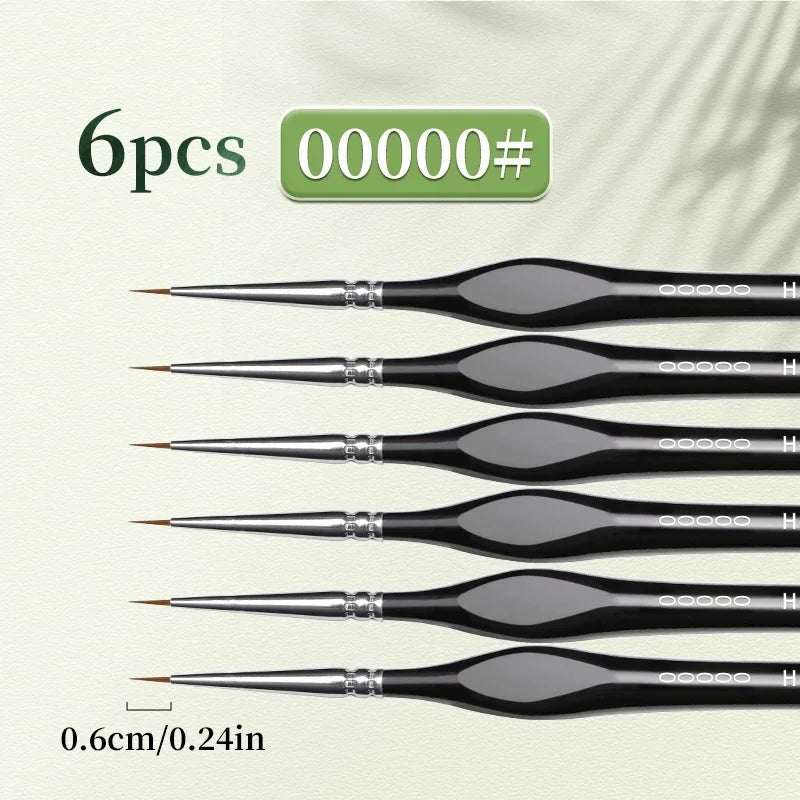 00000 Fine Tip Paint Brush Set for Acrylic, Models, Mini Miniature Detail , Nylon Hair Thin Extra Fine Paintbrushes
