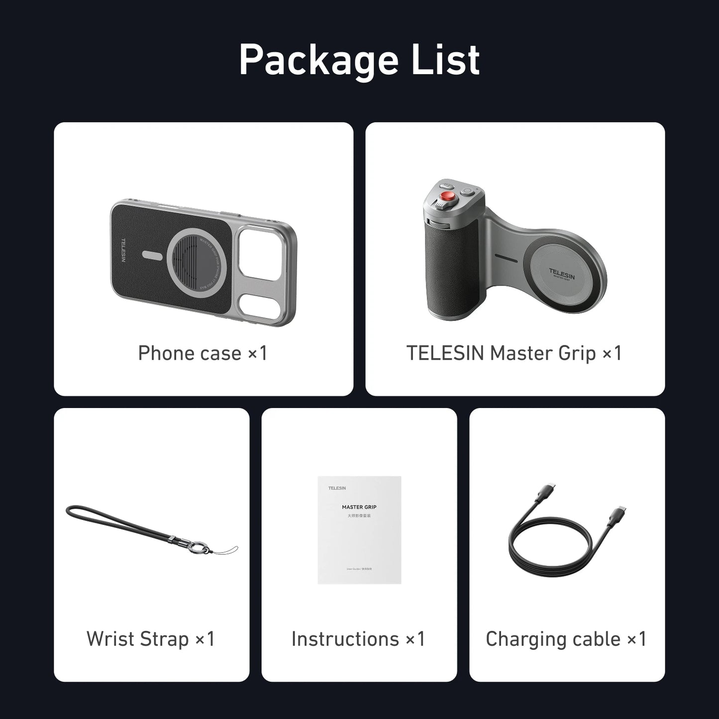 TELESIN Master Grip Kit for iPhone 17 Pro Promax Magnetic Phone Camera Grip 3200mAh Battery Wireless Charging Cooling Holder