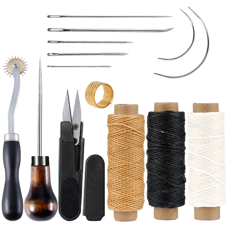 Leather Craft Tool Kit Leather Hand Sewing Repair Kit Stitching Punch Carving Work Groover Set DIY Tool Set Professional tools