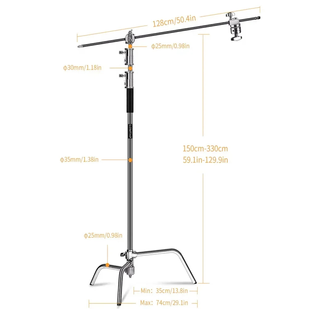 C Stand Stainless Steel Kit Light Stand With Weight Bag Photo Studio Accessories Extension Rod 2.49M Length Arm Cross Boom