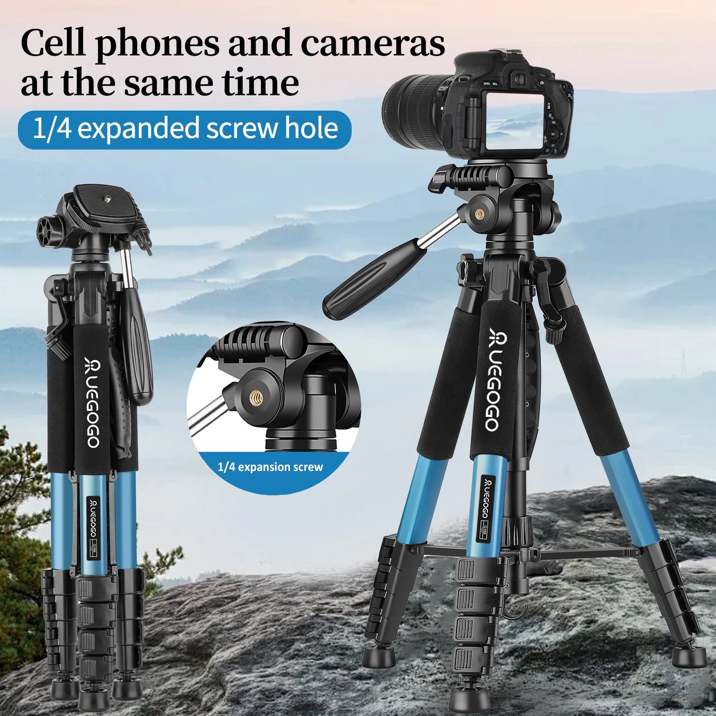 74" Professional Camera Tripod – Heavy-Duty Support for DSLR, Mobile & Projector | Vlogging Tripod with Carry Bag