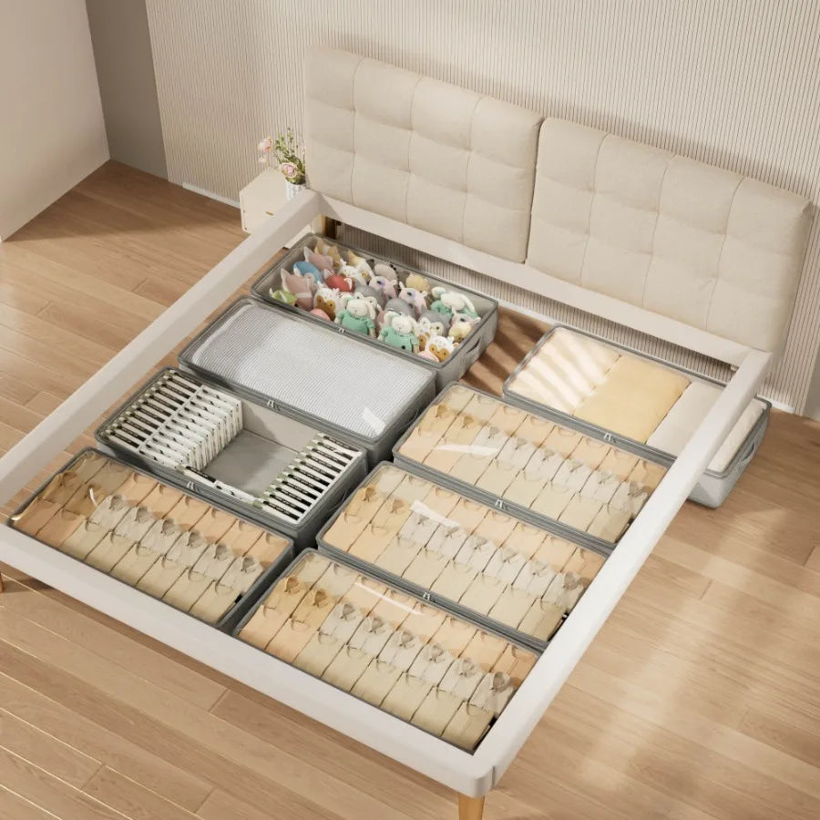 Under Bed Storage Containers Rectangle Multipurpose Organizer Bins, Foldable Sweater and Linen Storage Bags Under-Bed Storage
