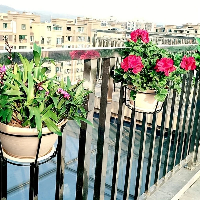 4pcs Stylish Round Metal Hanging Planters - Perfect for Balcony, Garden & Indoor Decor!