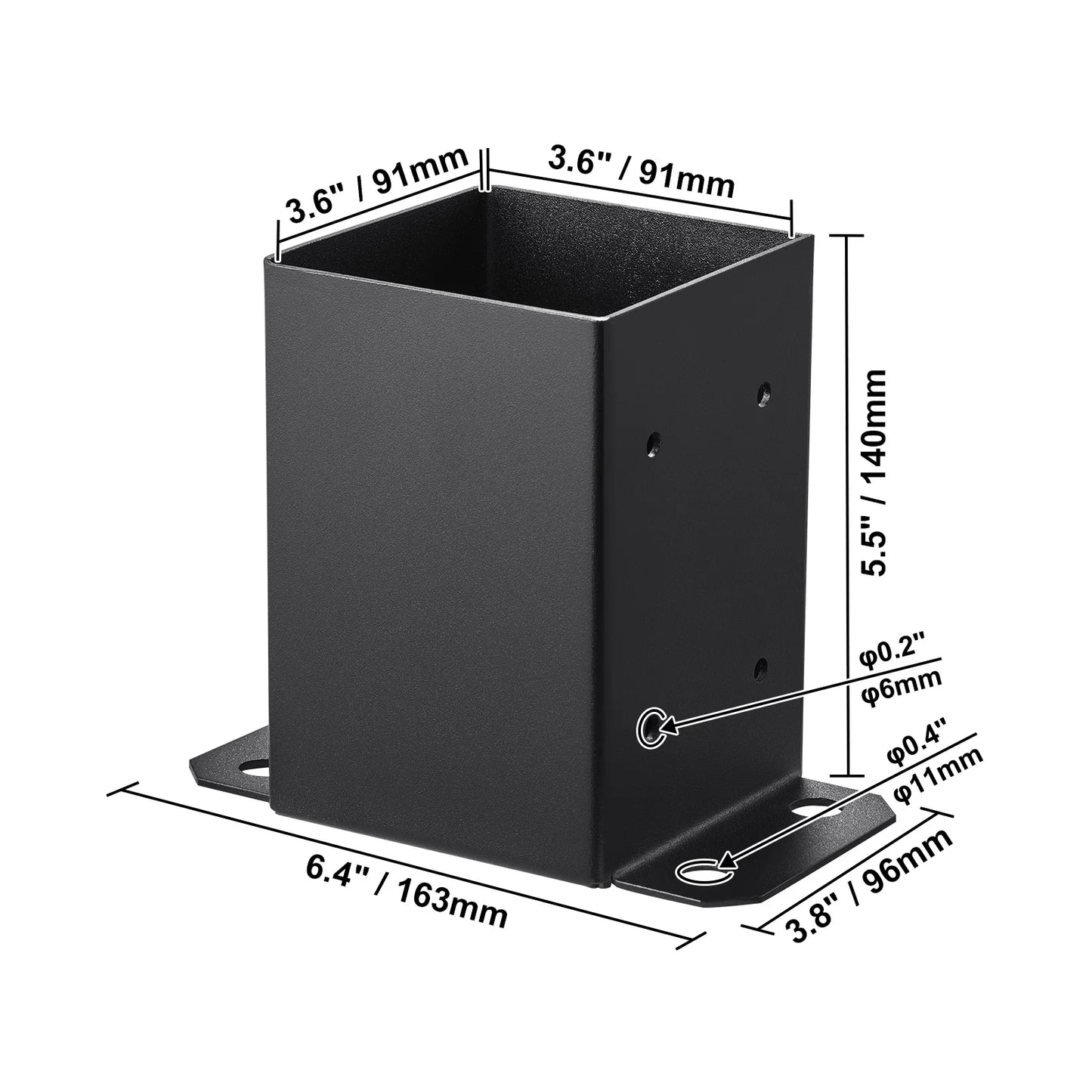 SucceBuy 4x4/ 6x6 Post Base 2/ 4 Pcs Powder-Coated Post Anchor Matte Black Wood Post Brackets for Pavilion Deck Railing