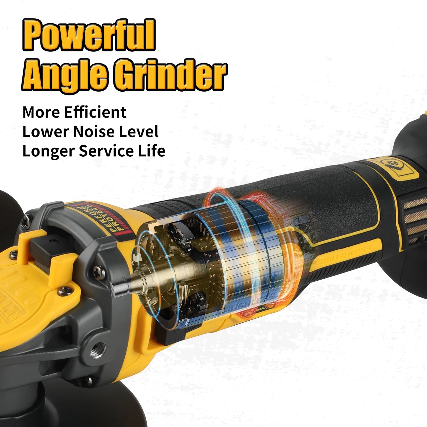 DEWALT DCG409 20V brushless 125mm flat head angle grinder,tool form gives freedom.Perfect for various cutting and grinding tasks