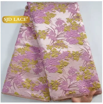 SJD LACE African Brocade Lace Fabrics Nigerian Damask 2025 Latest French Jacquard Gilded Women Lace for Wedding Dresses Sew 3466