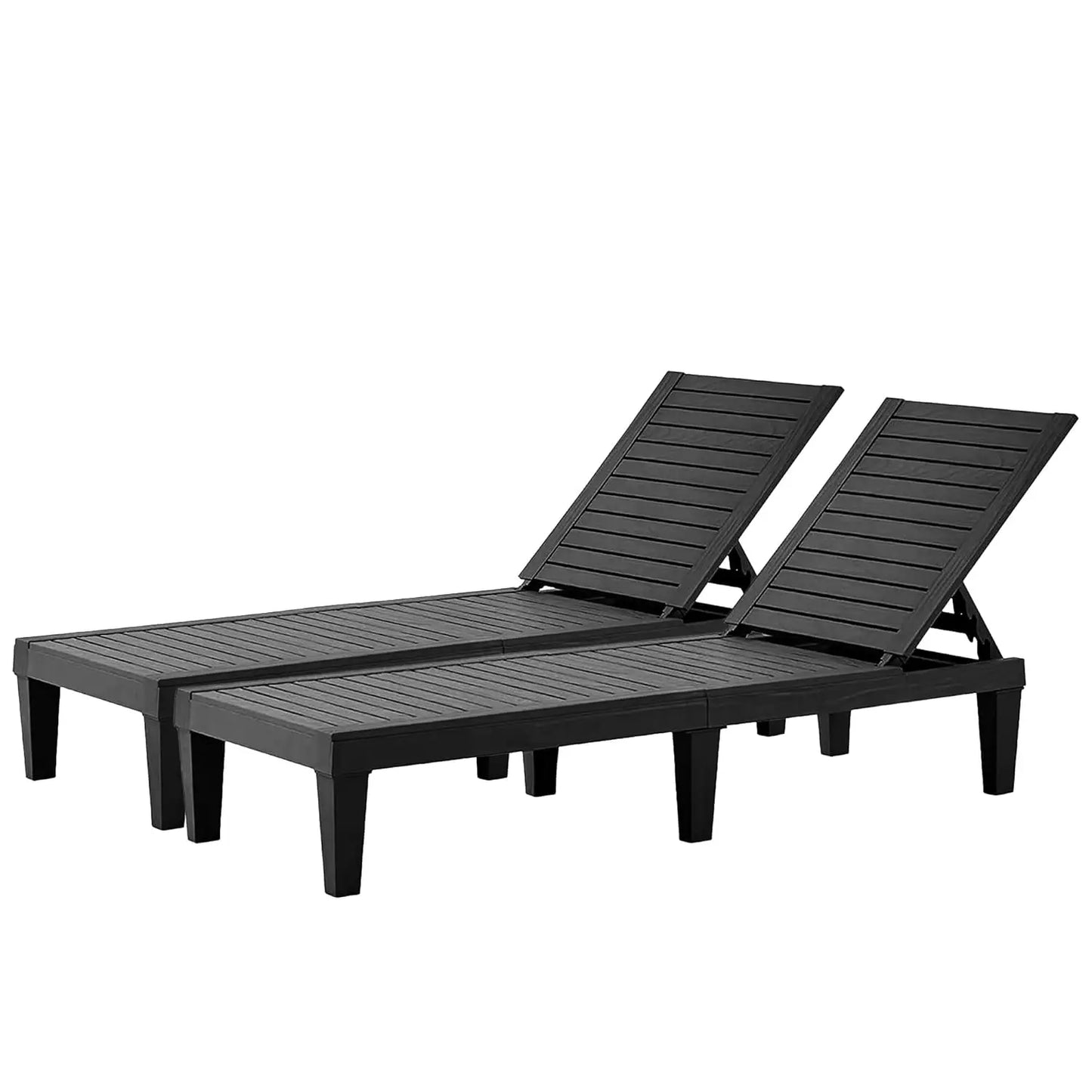 Outdoor Chaise Lounge Set of 2, Adjustable Pool Lounge Chair with 5 Positions Backrest, Waterproof Sun Loungers for, Customized