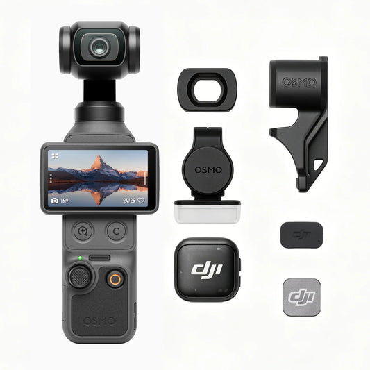Osmo Pocket 4 Creator Combo 6K Gimbal Camera with Wide-Angle Lens, DJI Mic 3, Battery Handle, Tripod for Vlog