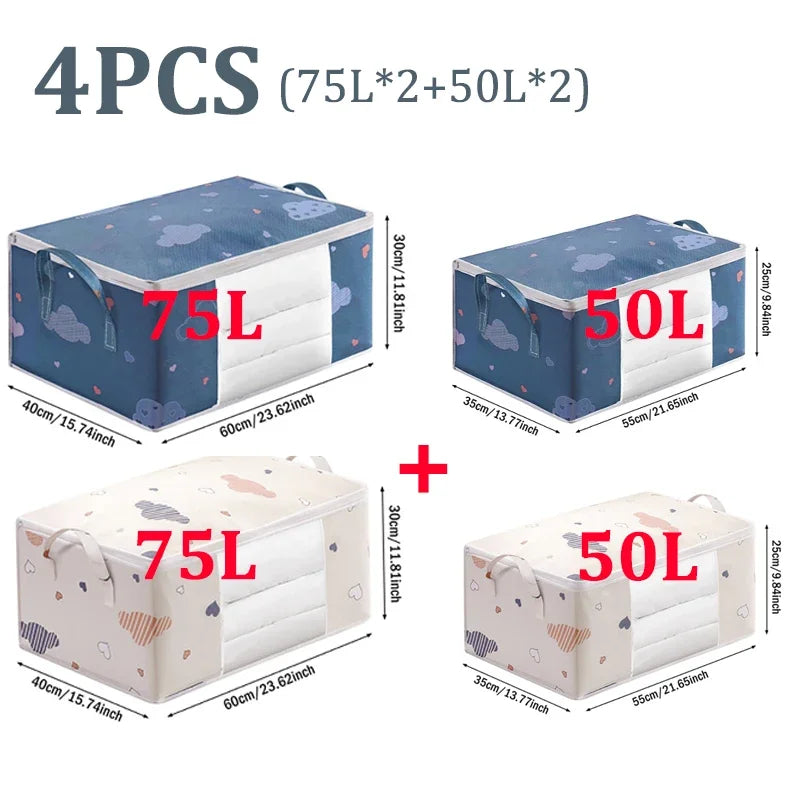 Quilt Clothes Big Capacity Storage Bag Quilt Bedding Storage Closet Organizer Wardrobe Organizer Blanket Sorting Bags Dust-proof