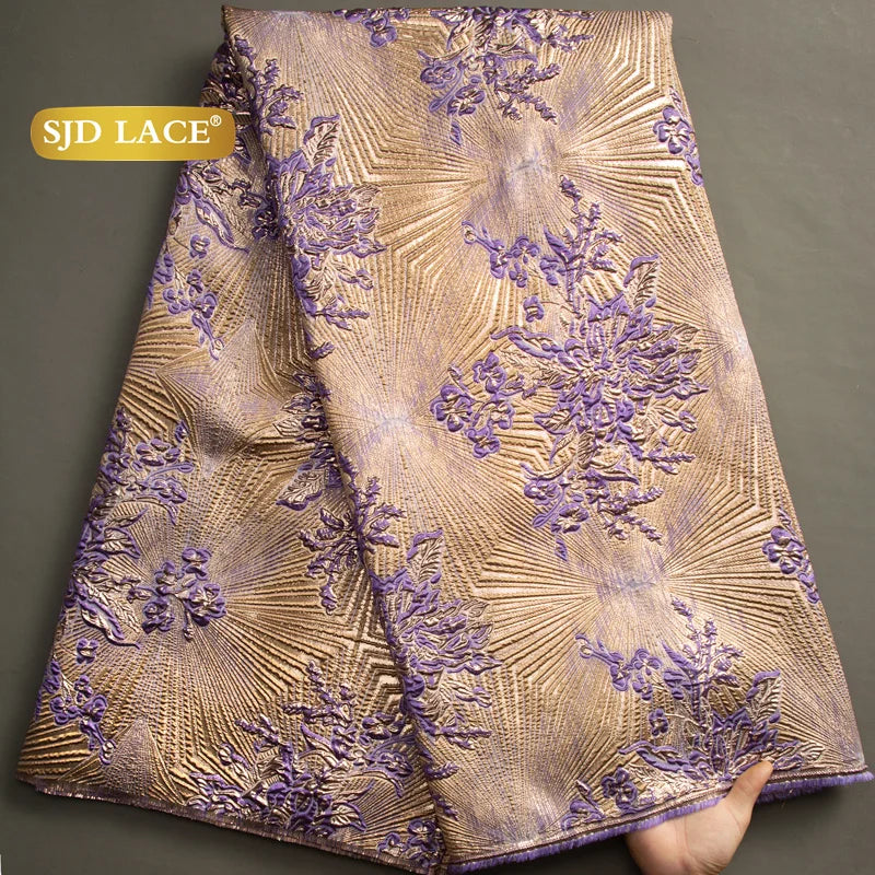 SJD LACE African Brocade Lace Fabrics Nigerian Damask 2025 Latest French Jacquard Gilded Women Lace for Wedding Dresses Sew 3466