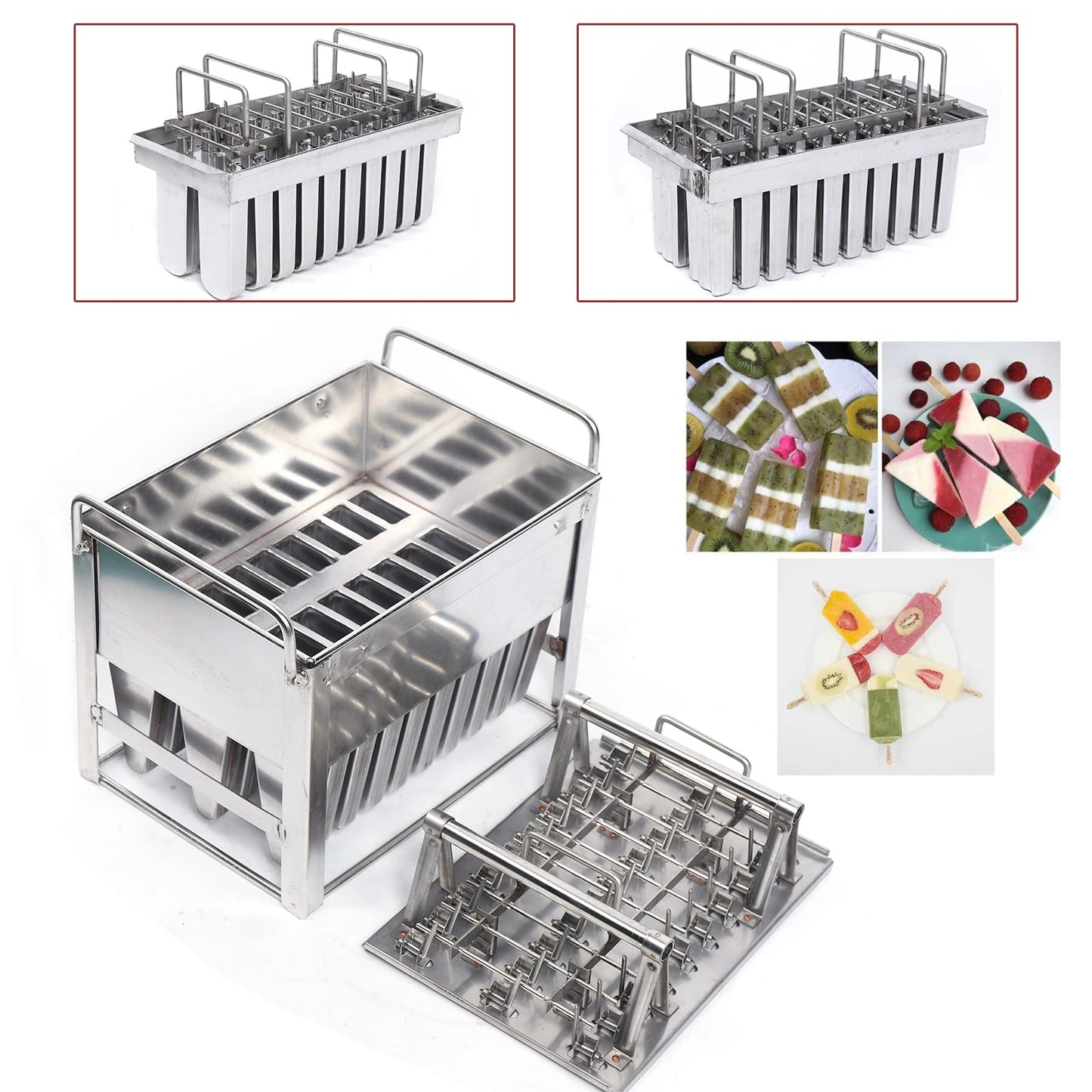 Large Capacity Ice Pop Mold for 20 Ice Cream, Food-Grade Stainless Steel, Space-Saving Design, Easy to Clean, Perfect for