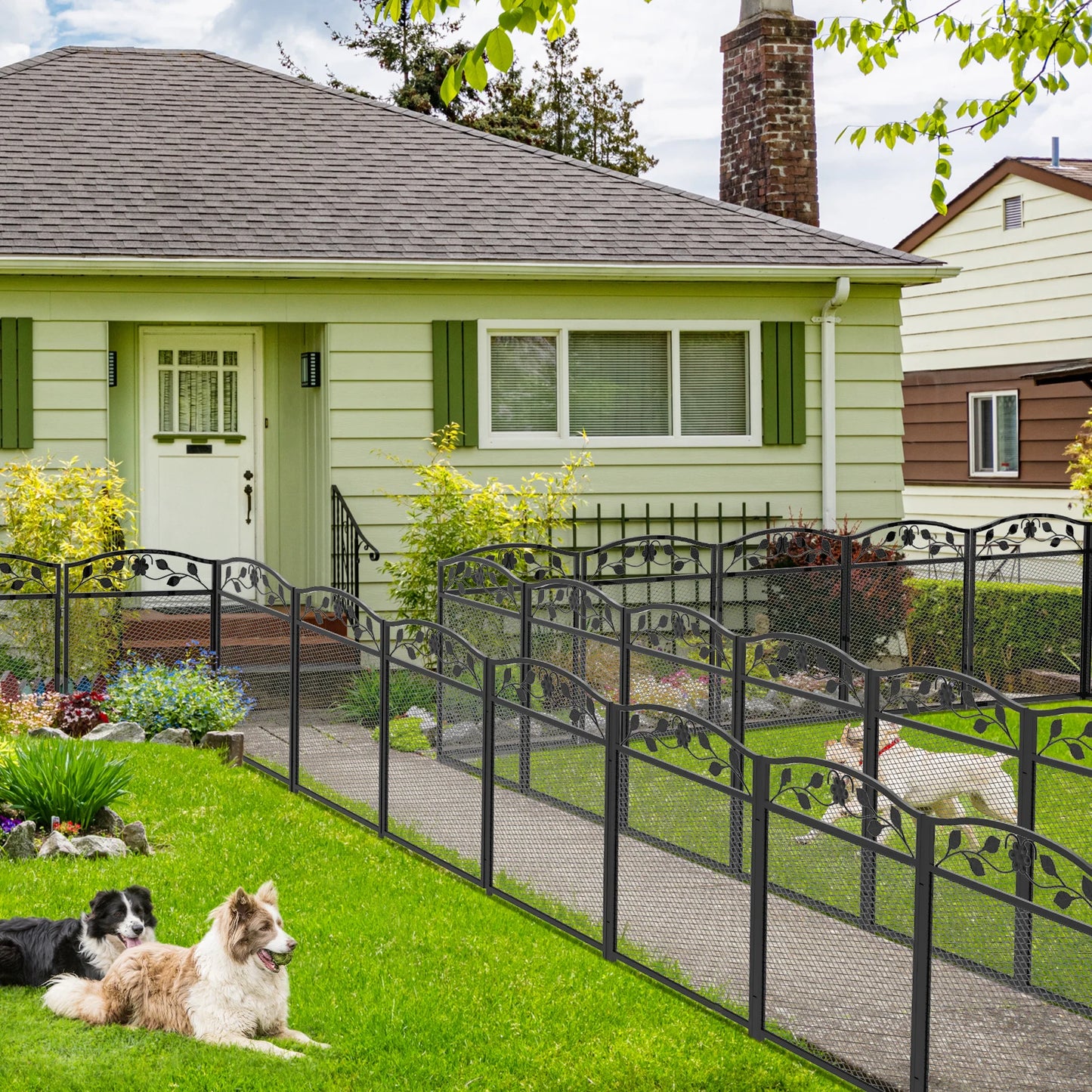5pcs Garden Decorative Fence Panels Iron Lawn Border Metal Animal Barrier