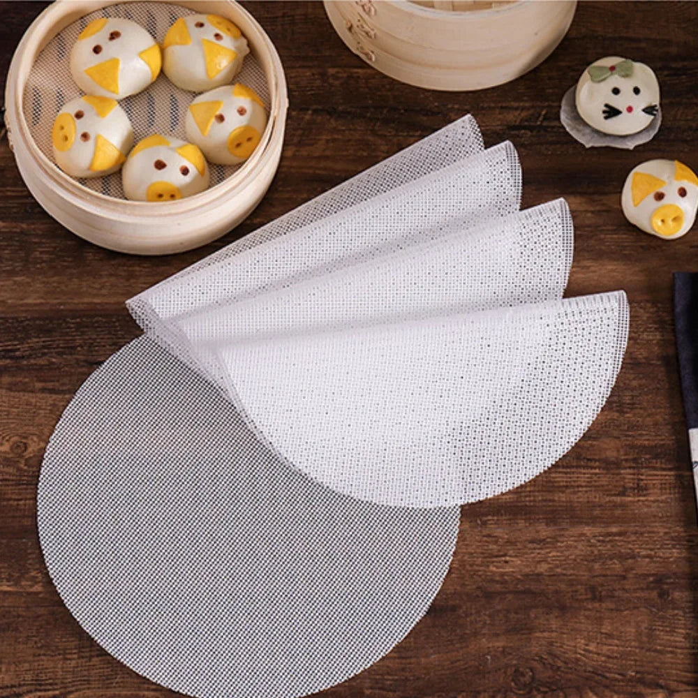 3pcs/set Reusable Silicone Non-Stick Steamer Liners, Round Steaming Mat for Bamboo Steamer Cooking, Heat Resistant Kitchen