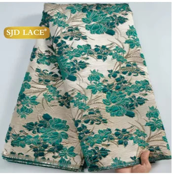 SJD LACE African Brocade Lace Fabrics Nigerian Damask 2025 Latest French Jacquard Gilded Women Lace for Wedding Dresses Sew 3466