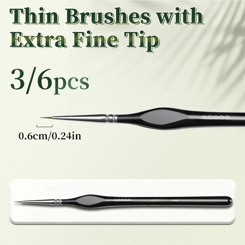 00000 Fine Tip Paint Brush Set for Acrylic, Models, Mini  Miniature Detail , Nylon Hair Thin Extra Fine Paintbrushes