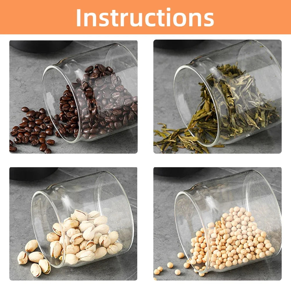 Vacuum Sealed Jar Coffee Bean Storage Bottle Kitchen Food Grain Tea Glass Jar Fresh Storage Jar Kitchen Accessories