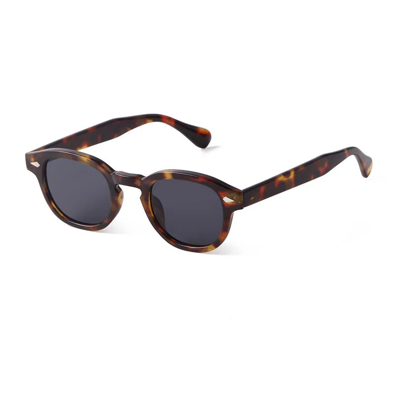 Vintage Fashion Shell Round Sunglasses Women Men 2024 Brand Design Retro Rivet Yellow Blue Lens Square Sun Glasses Female UV400