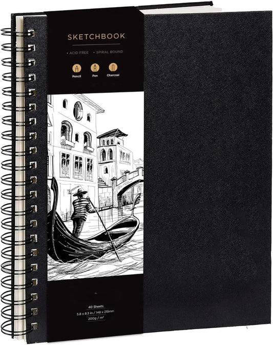 Sketchbook Hardcover – 200GSM Very Thick Paper – Spiral Sketchbook for Painting and Mixed Media – Sketchbook, Art Book