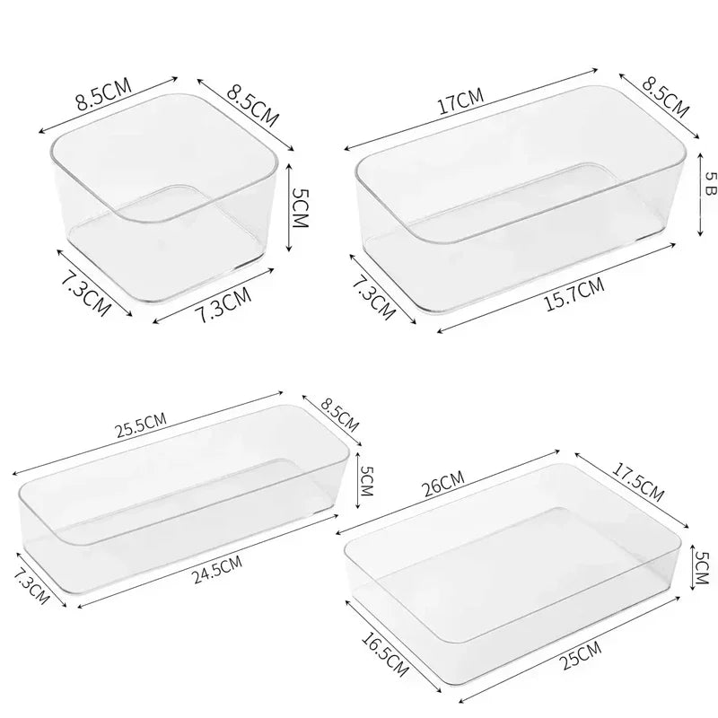 Transparent Box Storage Organizer Desk Plastic Storage Box Container Drawer Organizer Table Jewelry Box Makeup Organizer Boxes