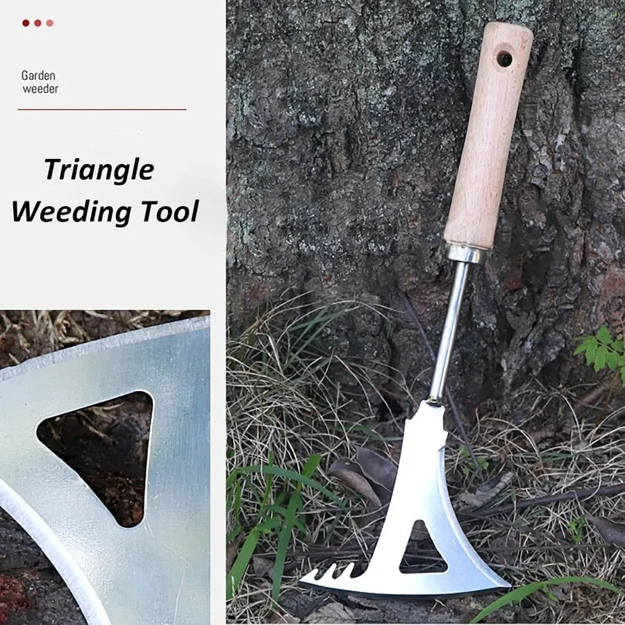 Manual Stainless Steel Weed Puller Tool with Triangle Shape for Efficient Lawn Care Vegetable Garden Maintenance and Farm Plant