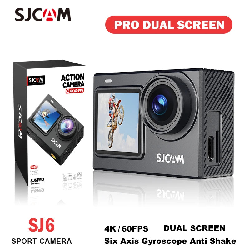 SJCAM SJ6 Pro 4K Dual Screen Action Camera Waterproof Touch Screen Sport Cam WiFi Night Vision 6-Axis Gyro Stabilization