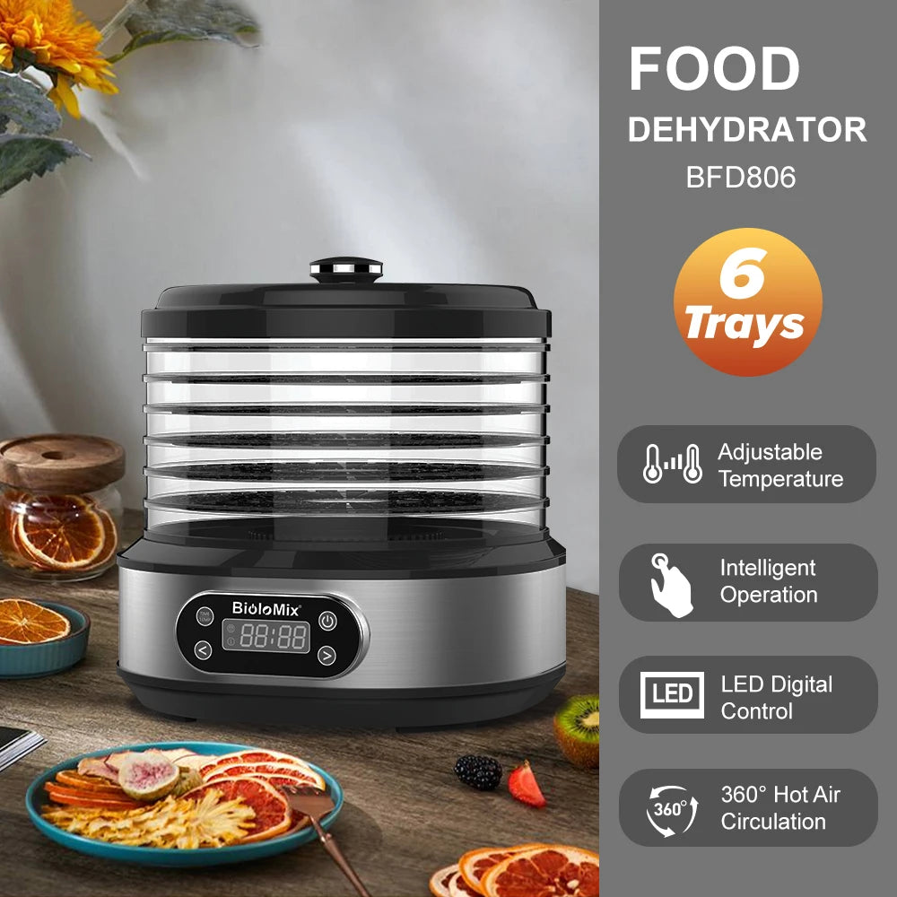 BioloMix BPA-Free 5-Trays Food Dehydrator Dryer with Digital Timer & Temperature Control for Fruits Vegetables Meat Jerky