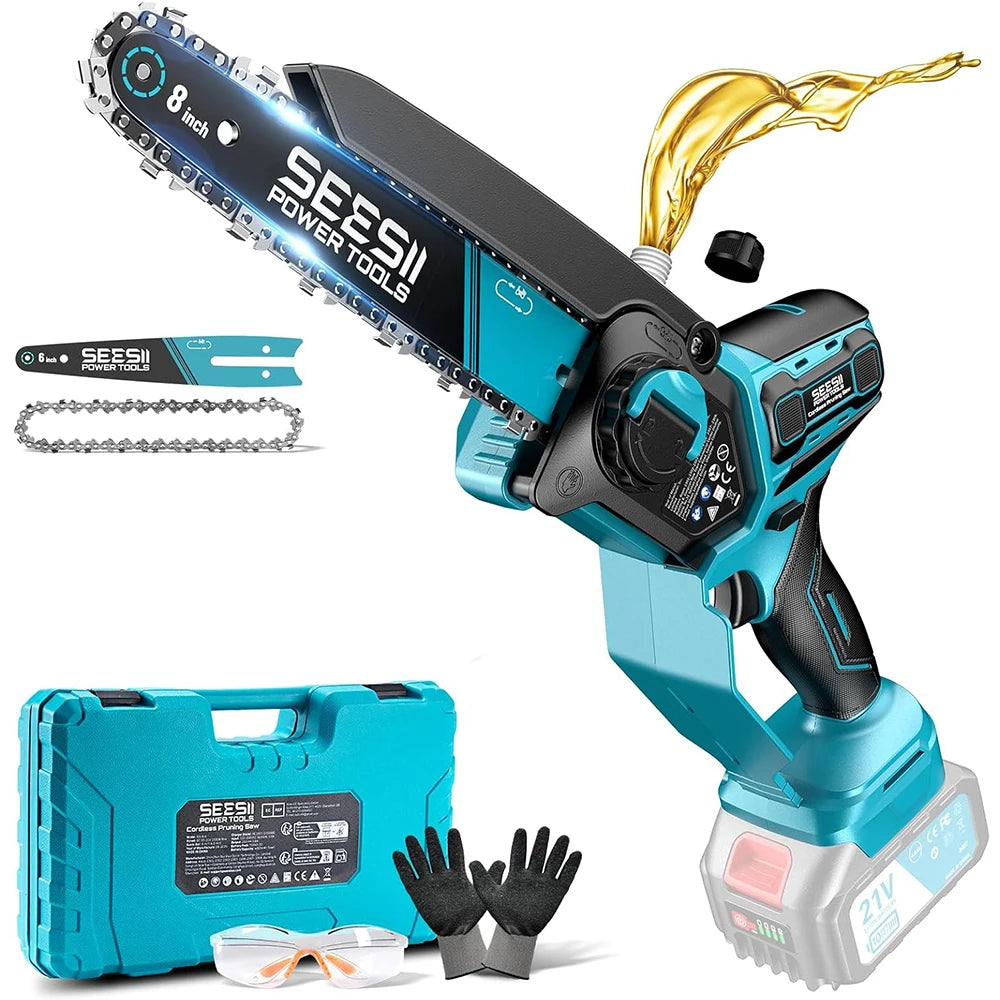 Seesii 6&8'' Brushless Cordless Electric Saw 1000W Electric Chainsaw Woodworking Garden Pruning Tools For Makita 18V Battery Pin