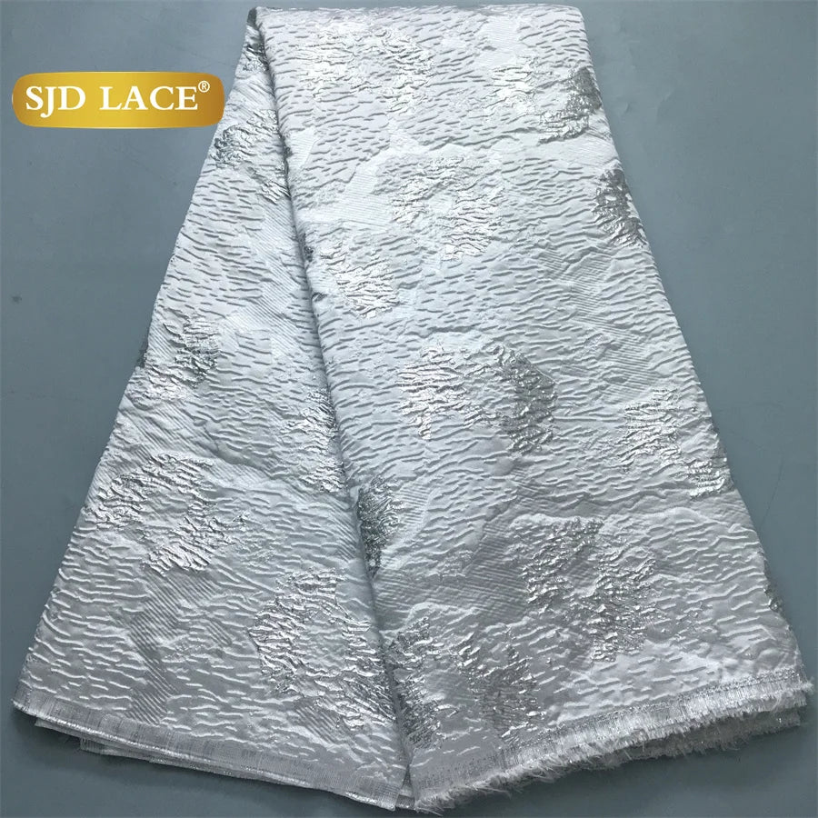 SJD LACE African Lace Fabric 2026 High Quality French Gild Brocade Jacquard Lace Fabric For Women Wedding Party Dresses Sew 3464