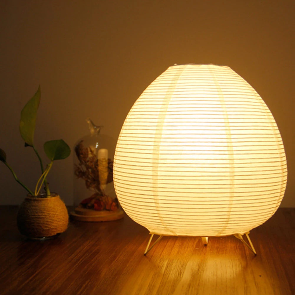 Bedside Study Table Lamp Rice Paper Desktop Decorative Lantern Light Handmade Simple LED Lighting Lamp for Living Room Bedroom