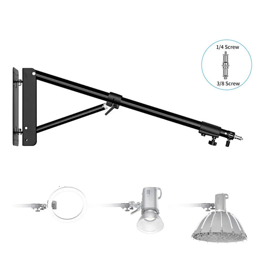 100/135/ 170cm Wall Mounting Triangle Boom Arm Photography Strobe Light, Monolight, Softbox, Umbrella, Reflector and Ring Light