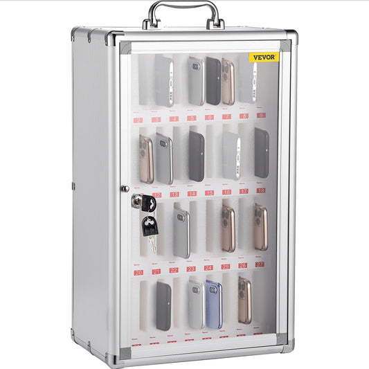 SucceBuy 36 Slots Cell Phone Cabinet Silver Aluminum Alloy Pocket Chart Wall Mounted Storage Locker Box for Classroom Office Gym