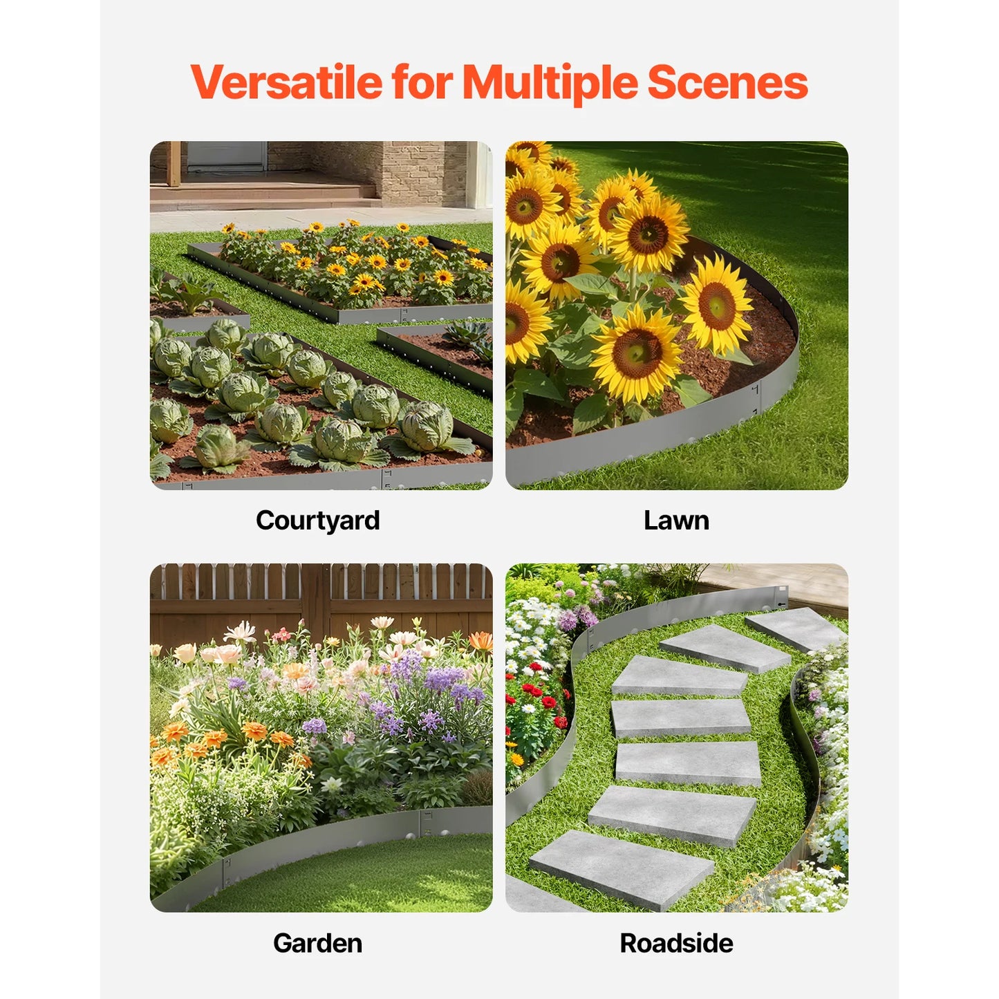 SucceBuy Steel Landscape Edging 5 Pcs 39x4in Rust-Resistant Metal Landscape Bendable Garden Edging Border Heavy Duty Lawn Edging