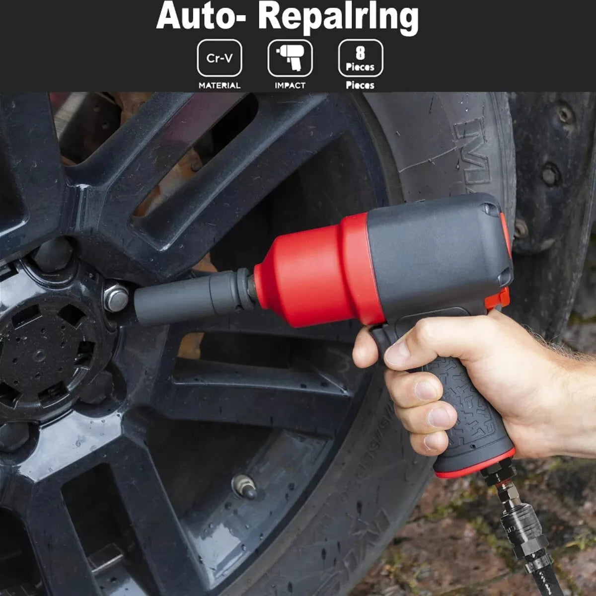 8 pcs/set Impact Socket Adapter, CR-V Socket Wrench Reducing Adapter, Drive Converter Kit, Hand Repair Tool Set Square Drive