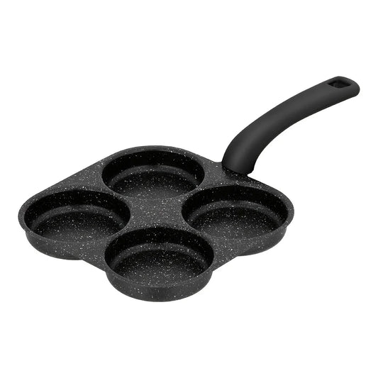 Non-Stick 4-in-1 Cast Iron Egg Cooker - Single Handle Frying Pan, Dishwasher Safe, Compatible with Electric Coil Stoves