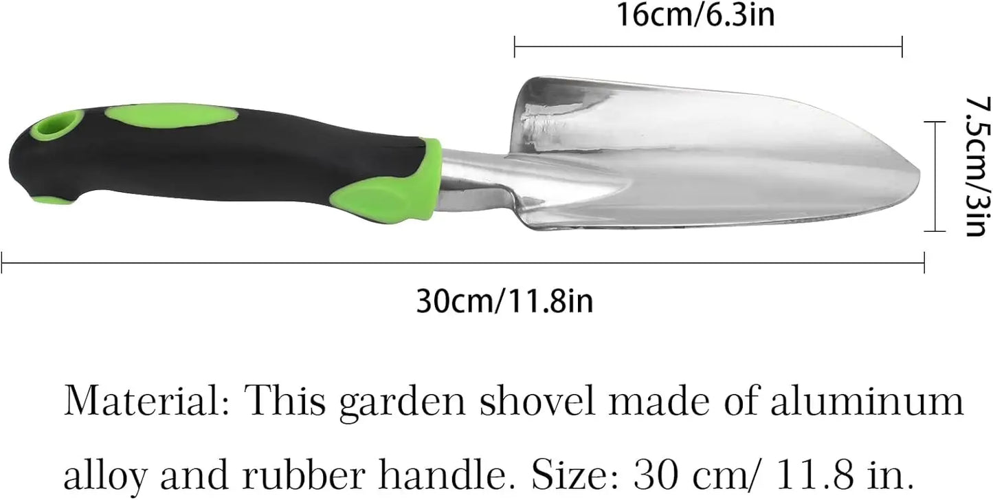 Heavy Duty Cast-Aluminum Garden Shovel with Soft Rubberized Non-Slip Handle for Planting, Transplanting, Weeding