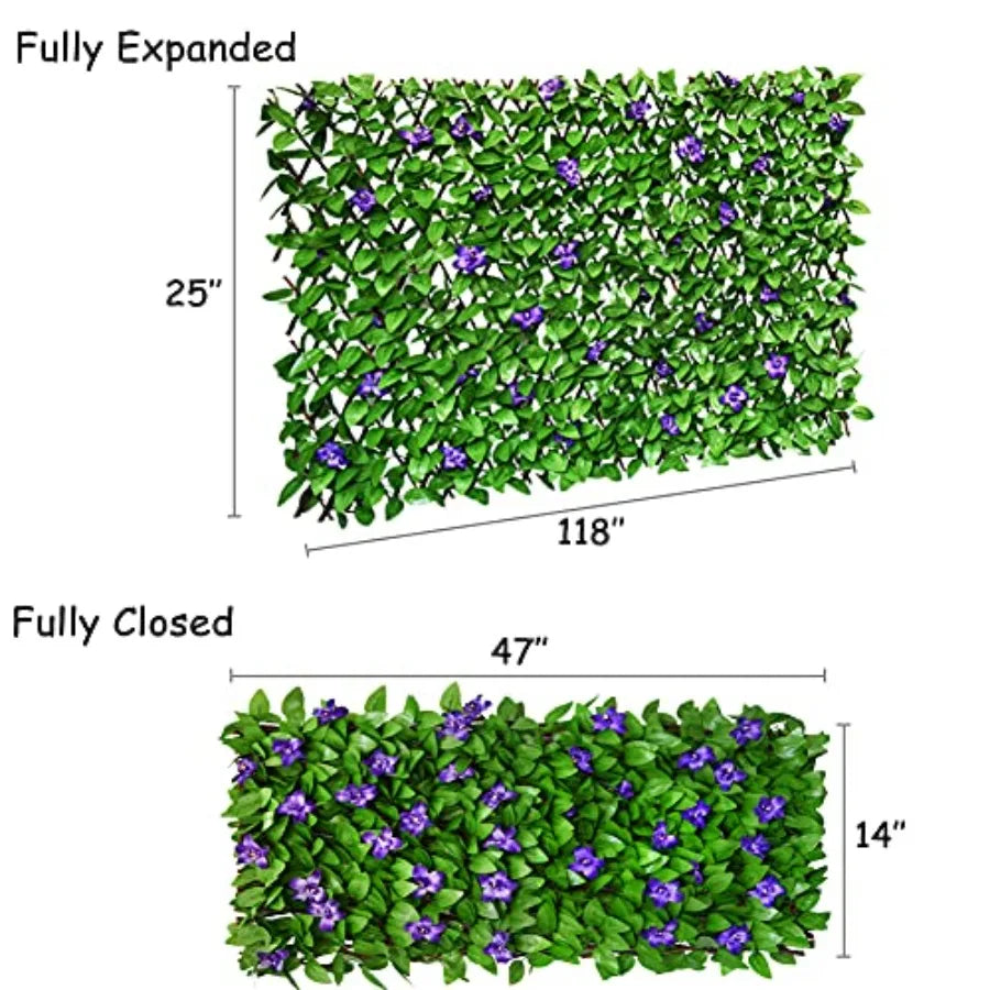 Expandable Fence Privacy Screen for Balcony Patio OutdoorDecorative Faux Ivy Fencing Panel Artificial Hedges Single Sid