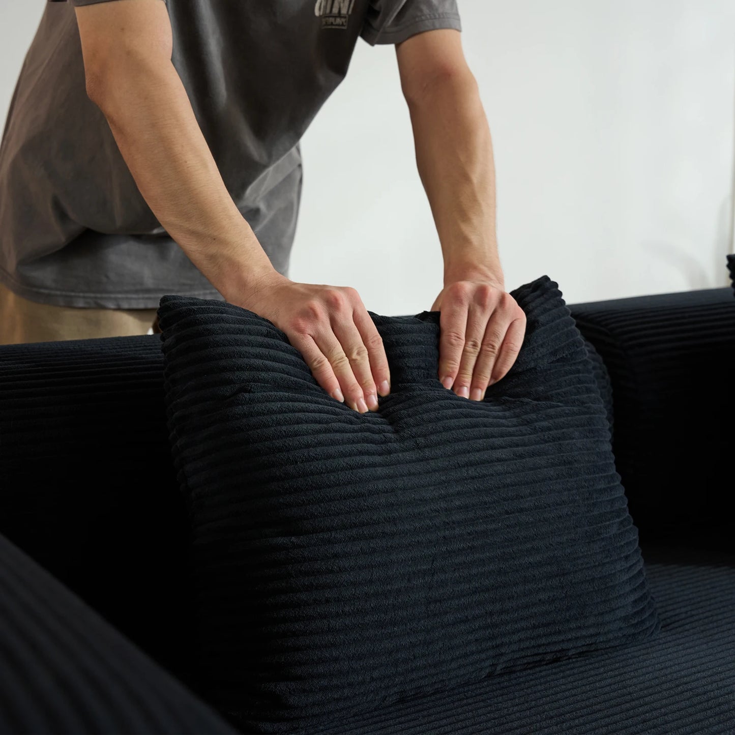 79" Convertible Sofa Bed with Fixed-Shape Frame & Removable Armrests, Corduroy Sofa, Mattress Couch for Small Spaces