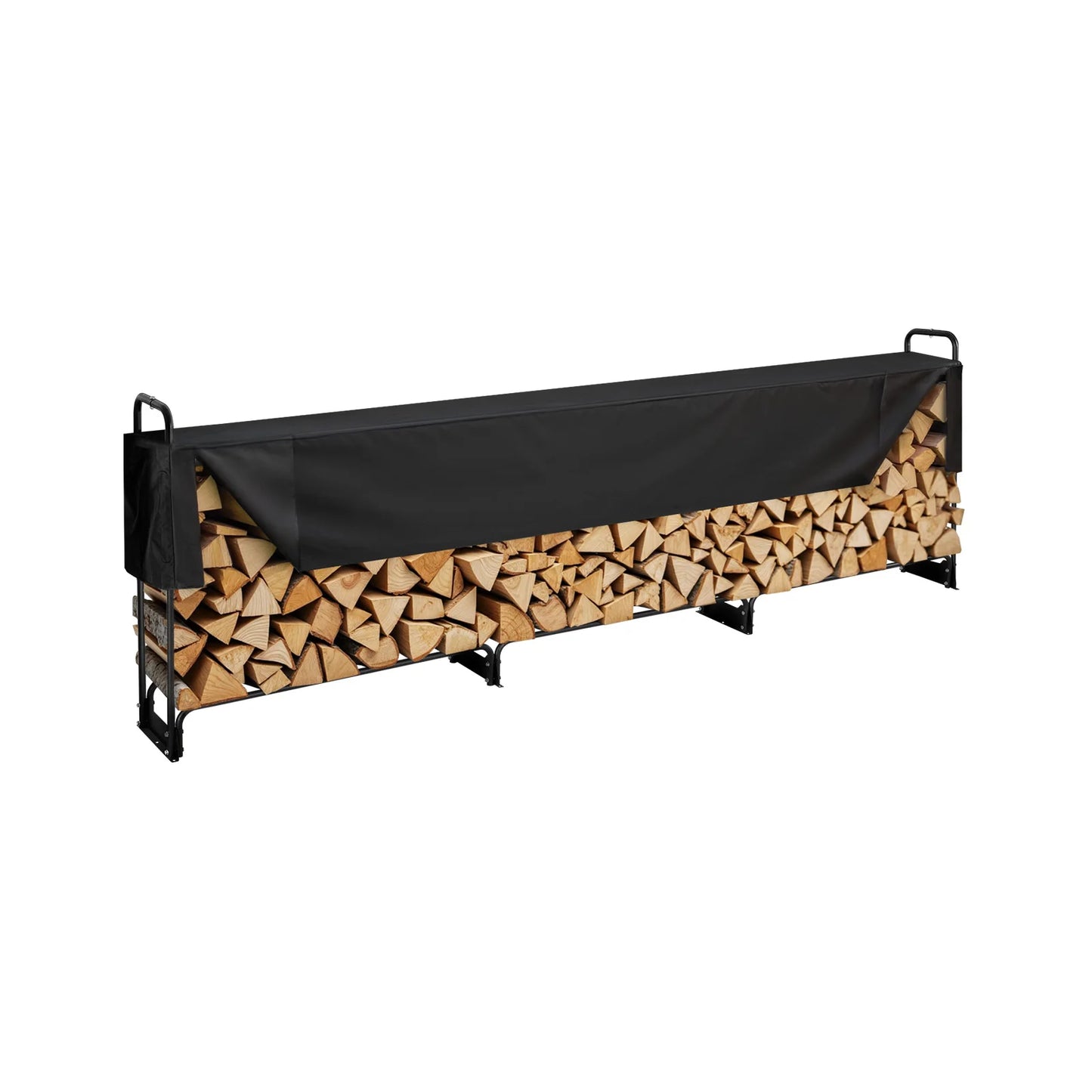 12.7FT Outdoor Firewood Rack with Cover Heavy Duty Firewood Holder & 600D Oxford Waterproof Cover for Fireplace Patio