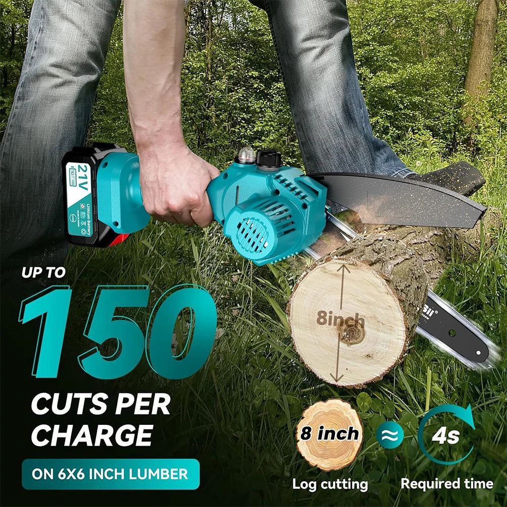 SEESII 8 Inch Electric Chainsaw Mini Cordless Chainsaw Wood Cutter Pruning Garden Power Tools For Makita 18V Battery pin
