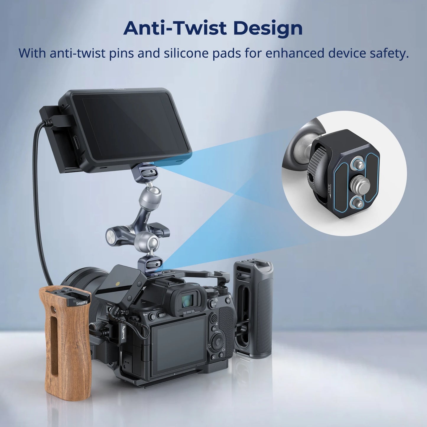 SmallRig Rosette Magic Arm (7") with ARRI Locating Screw and 1/4"-20 screw, Load 3.5kg, Aluminum Alloy for Monitors, Lights 4899