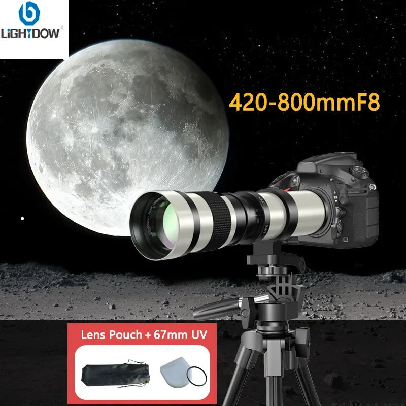 Lightdow Telephoto Zoom Lens 420-800mm F8.3-16 Manual Focus Lens With 67mm UV filter RU USA ES Overseas Warehouse Delivery